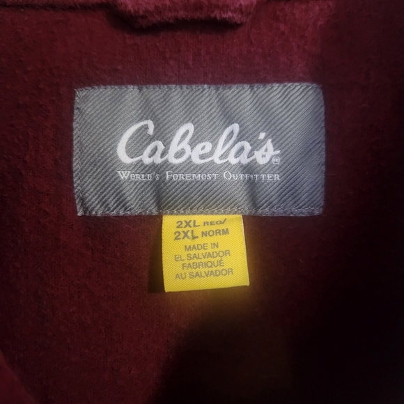 Cabelas Button Down Shirt - Men's XXL - Heavyweight Flannel - Maroon Outerwear - Picture 3 of 3